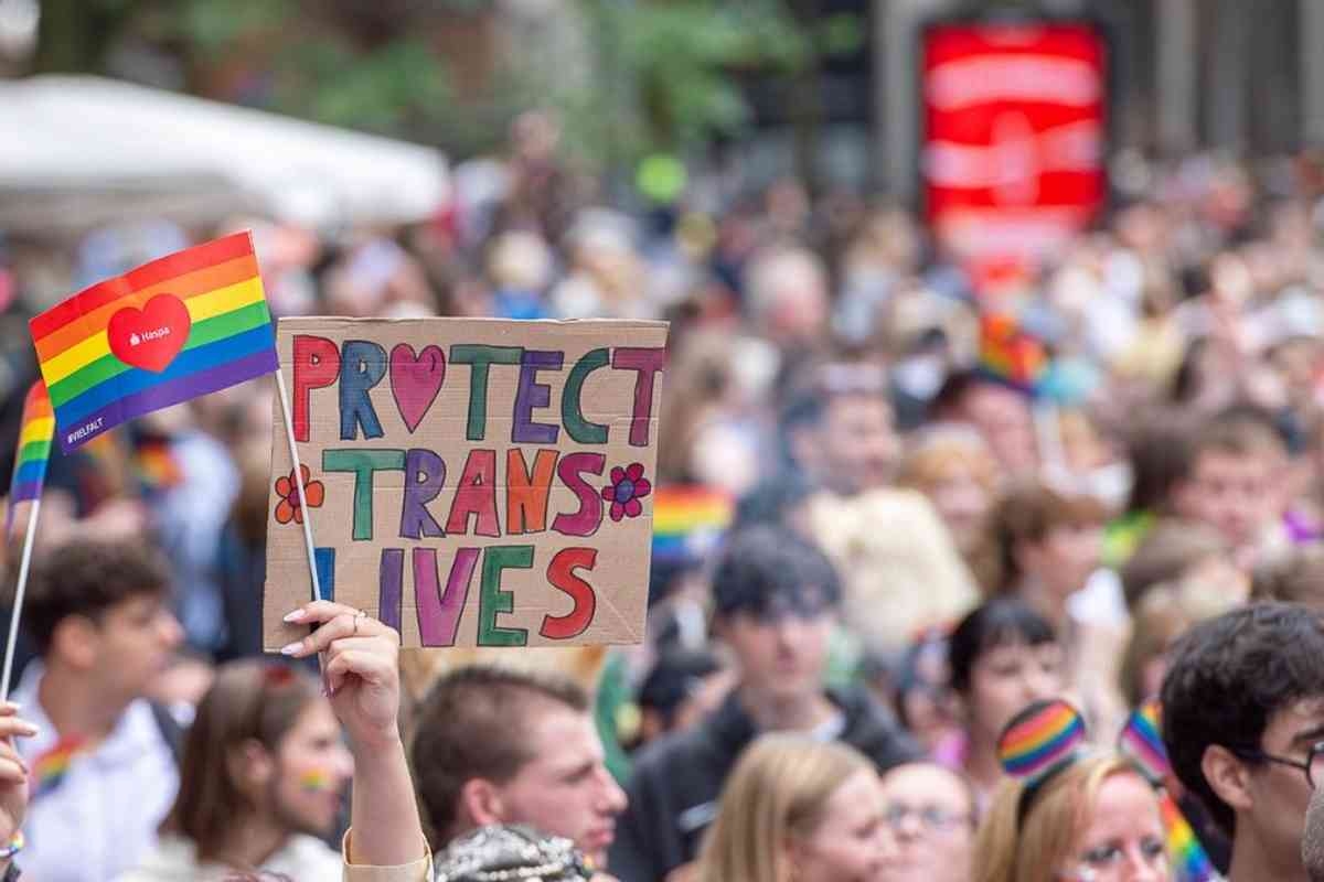 Schild "Protect Trans Lives" auf einer Demo