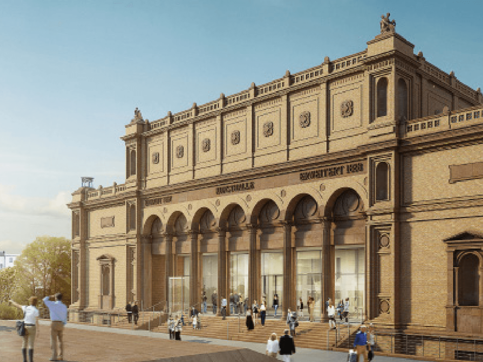 Das Gebäude der Kunsthalle vor bei blauem Himmel