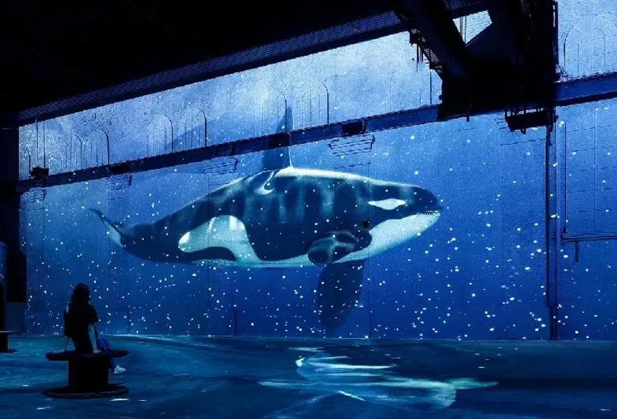 Immersive Ausstellung mit Orca