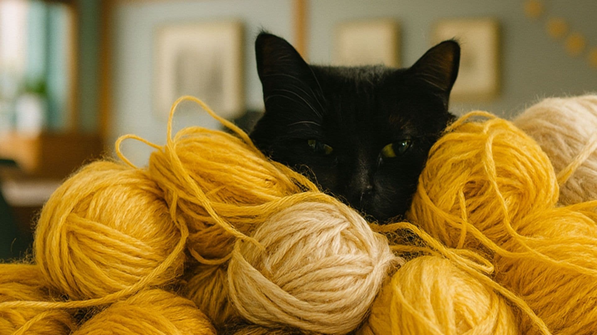 Wollknäuel mit Katze