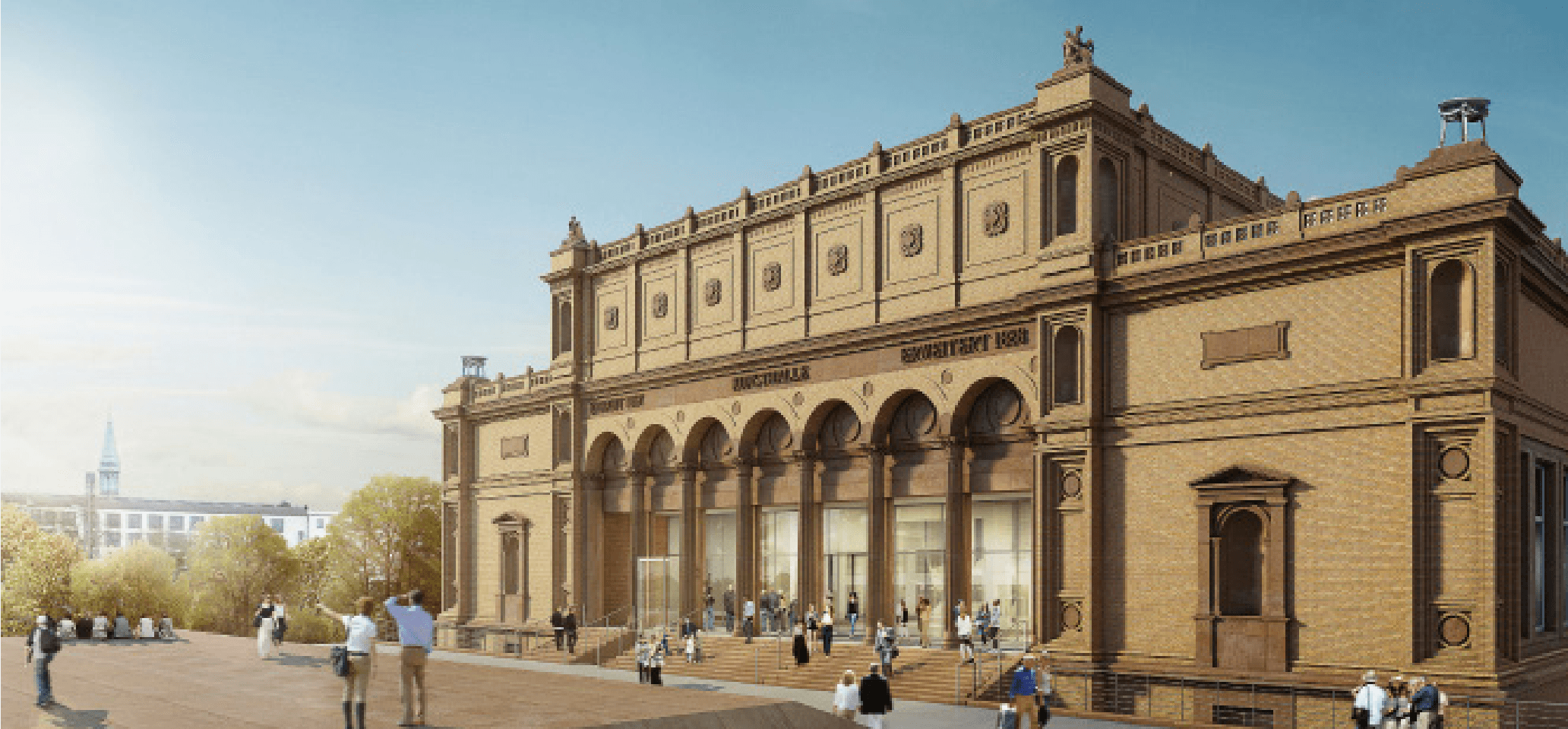 Das Gebäude der Kunsthalle bei blauem Himmel