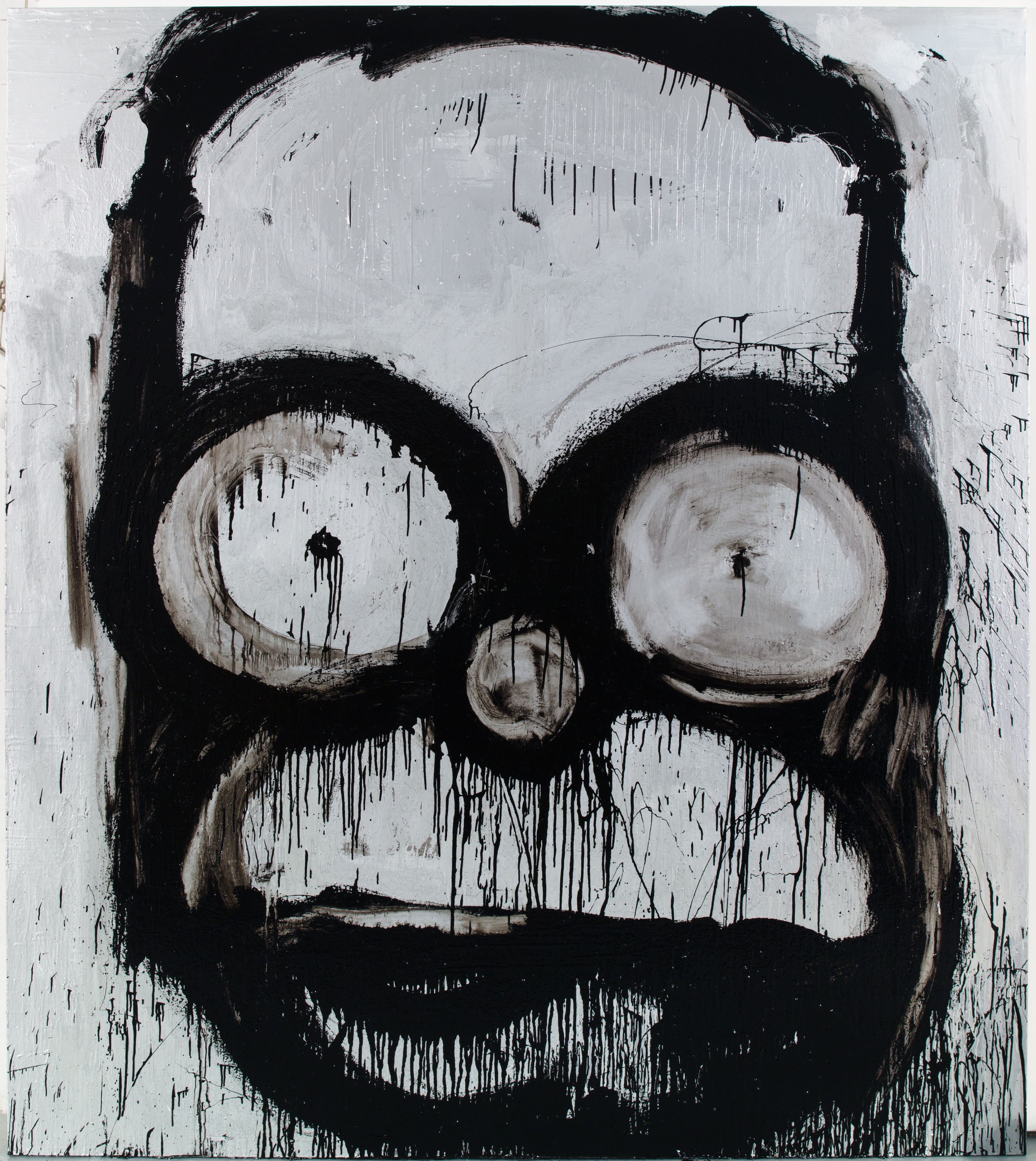 Joyce Pensato, Captain Homer, 2015, Emaille und Metallic-Lack